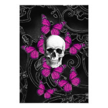 Gothic baroque skull personalized invites