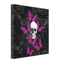 Gothic baroque skull stretched canvas print