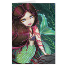 Gothic Big Eye Mermaid Greeting Card Notecard