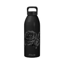 Gothic Black Roses Reusable Water Bottle