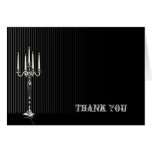 Gothic Candelabra Black Silver Stripe Thank You Greeting Card