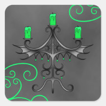 Gothic candelabra Halloween pretty green Square Stickers