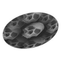 Gothic evil fanged skull Halloween horror Party Plates