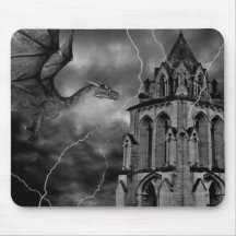 Gothic fantasy dragon in the storm mouse pad