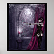 Gothic fantasy girl in spooky room posters