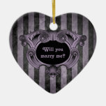 Gothic heart black and purple marriage proposal ornaments