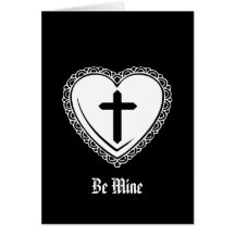 Gothic Heart Cross Valentine Greeting Cards