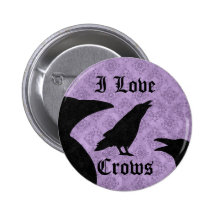 Gothic I Love Crows Buttons