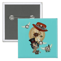 gothic laveau hot air balloon steampunk art button