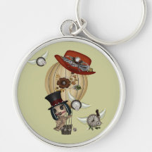 gothic laveau hot air balloon steampunk art keychain