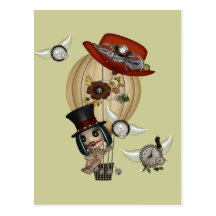gothic laveau hot air balloon steampunk art postcard