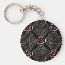 Gothic mediaeval iron cross with rose keychains