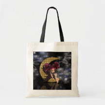 gothic moon fairy tote bag, cute gothic fairy