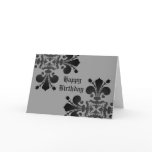 Gothic punk royal fleur de lis damask black grey greeting cards