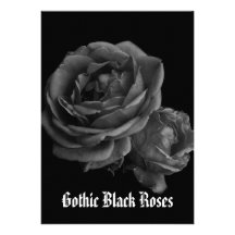 Gothic Romantic Black Roses Custom Invitations