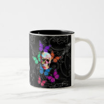Gothic sugar skull & butterflies coffee mug