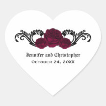 Gothic Swirl Roses Wedding Stickers, Fuchsia