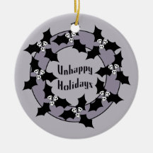 Gothic Unhappy Holidays Wreath Christmas Ornament