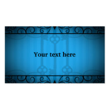 Gothic victorian old keys on blue stripes business card templates