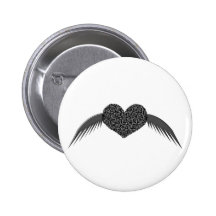 Gothic Winged Love Heart Button