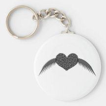 Gothic Winged Love Heart Keychain