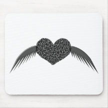 Gothic Winged Love Heart Mousepad