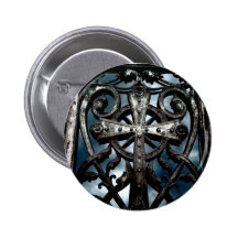 Gothic wrought iron celtic cross button