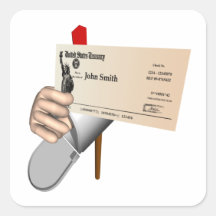 Government Check Square Sticker