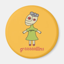 Graaaaaiins Vegan Zombie Refrigerator Magnet