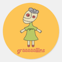 Graaaaaiins Vegan Zombie Round Sticker