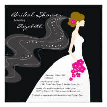 Graceful Bride Bridal Shower Invitation Hot Pink