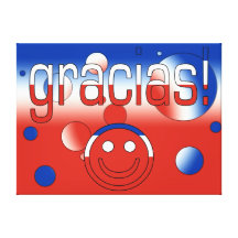 Gracias! Chile Flag Colours Pop Art Stretched Canvas Print