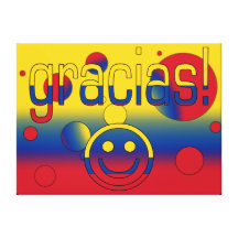 Gracias! Colombia Flag Colours Pop Art Stretched Canvas Print