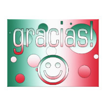 Gracias! Mexico Flag Colours Pop Art Stretched Canvas Print