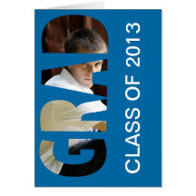 GRAD Cutout Announcement Card (Blue)