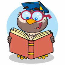 graduate owl reading a book cartoon acrylic cut out