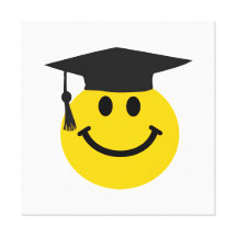 Graduate Smiley face with graduation hat Gallery Wrapped Canvas
