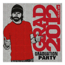 Graduation 2012 Party Invitation Cartoon Red