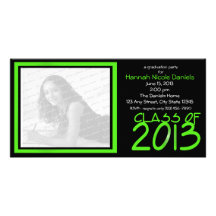 Graduation 2013 Neon Green Customized Photo Card