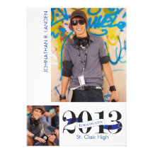 Graduation Announcement  |  3 Photo Blue