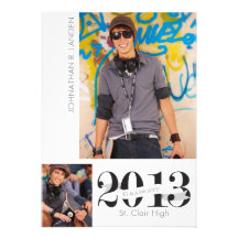 Graduation Announcement  |  3 Photo Gray