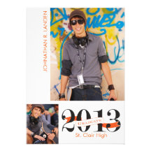 Graduation Announcement  |  3 Photo Orange