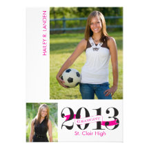 Graduation Announcement  |  3 Photo Pink