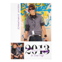 Graduation Announcement  |  3 Photo Purple