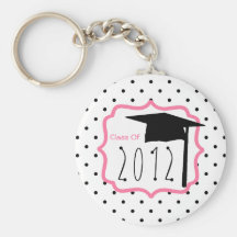 Graduation Class Of 2012 - Polka Dot & Pink Keychains