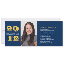 Graduation custom photo invitation blue class of invitations