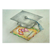 Graduation day with invitation card illustration