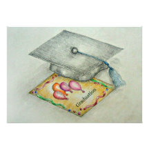 Graduation day with invitation card illustration