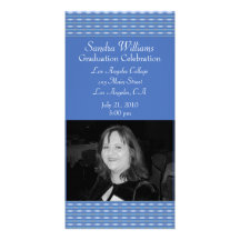 Graduation Invitation Blue pattern Photo Card