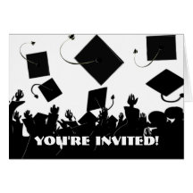 Graduation Invitation of Crowd Tossing Caps Card